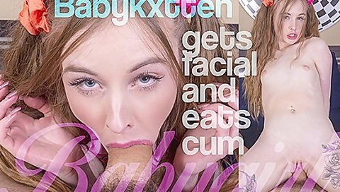 Naughty Facialized Eats Stepdaddys Cum - Cute teen 18+ Pov Vr